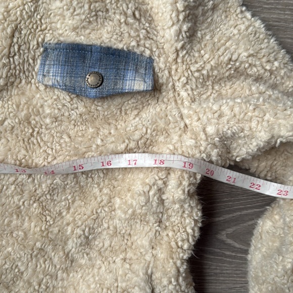 Pendleton Sherpa Jacket Ivory Blue Flannel Fuzzy Gorpcore Nature Small - Picture 9 of 10